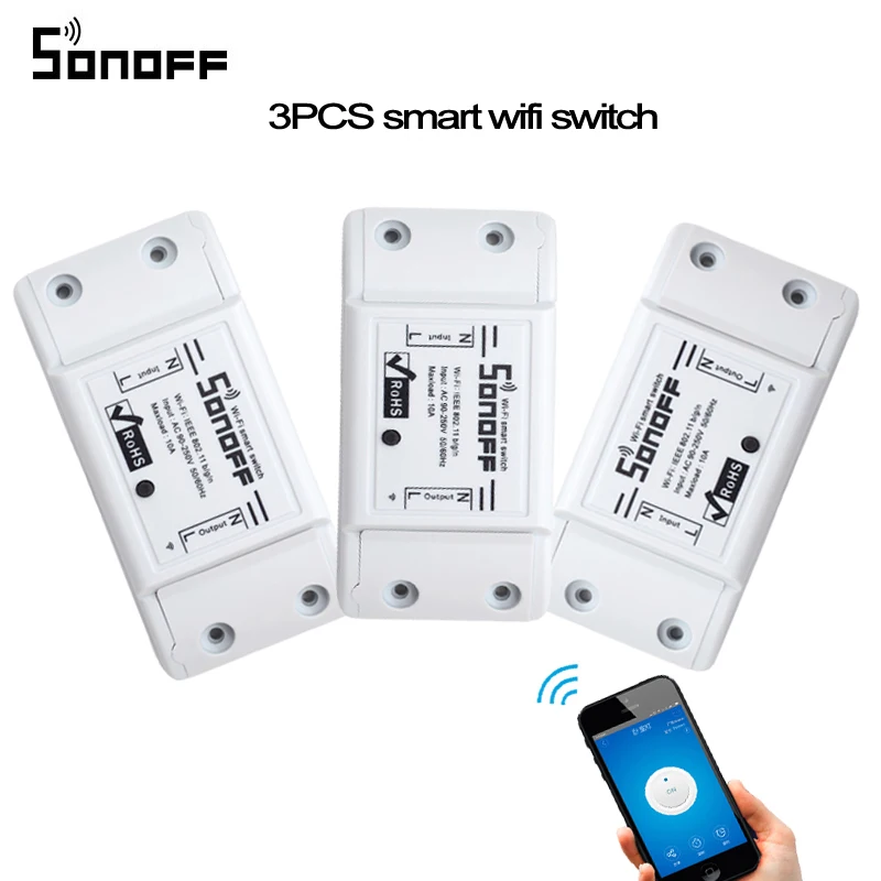 3pcs Sonoff Wifi Switch Wifi Controlled Smart Switch Wireless Relay