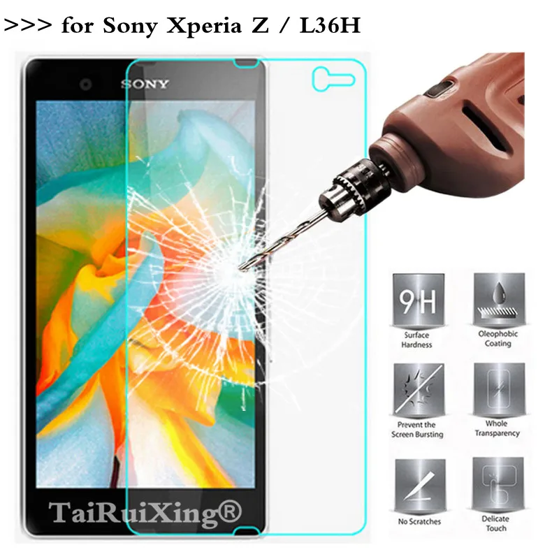 9H 2.5D 0.26mm Tempered Glass Screen Protector For Sony Xperia Z Cases L36H L36 L36i C6603 Protective Film | Мобильные телефоны и