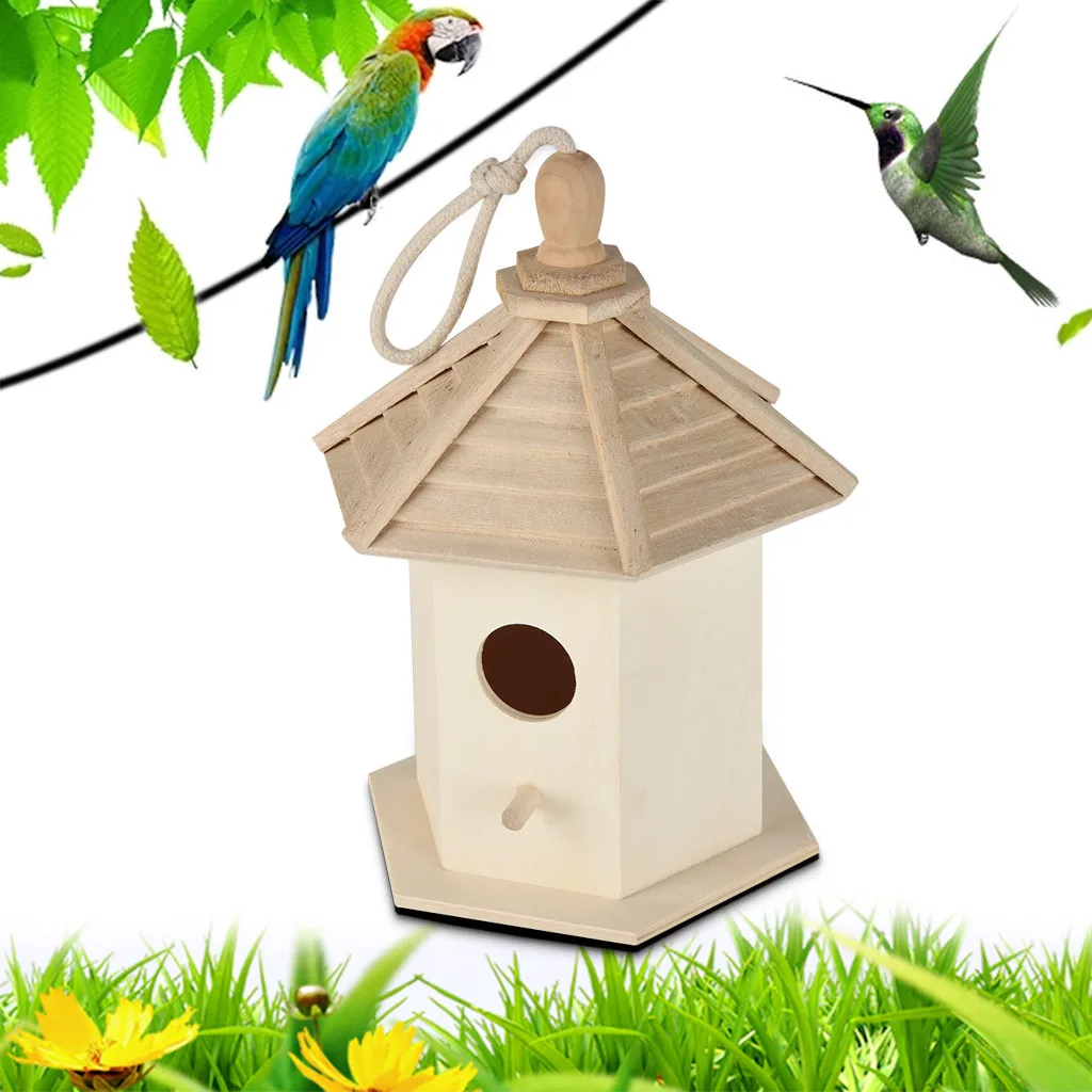 

1Pc Creative Bird House Nest Wall-Mounted Wooden Outdoor Bird Nest Birdhouse Wooden Box Bird Cage Parrot Cage Casa Pájaro