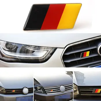 

1pc 3D Aluminum + Metal Germany Flag Front Emblem Badge Grill Grille Stickers Fit For V-W Golf J-etta Accessories Car Styling