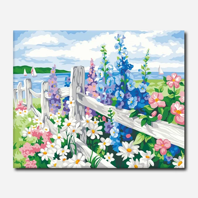 Blue Daisy Flower DIY Digital Oil Painting By Numbers Europe Flower