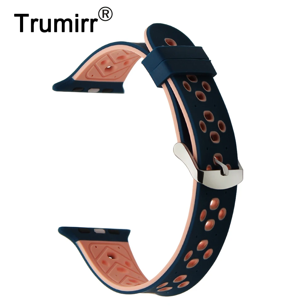 

Silicone Rubber Watchband for 38mm 42mm iWatch Apple Watch Sport Edition Wrist Band Steel Buckle Strap Bracelet Blue Pink Black