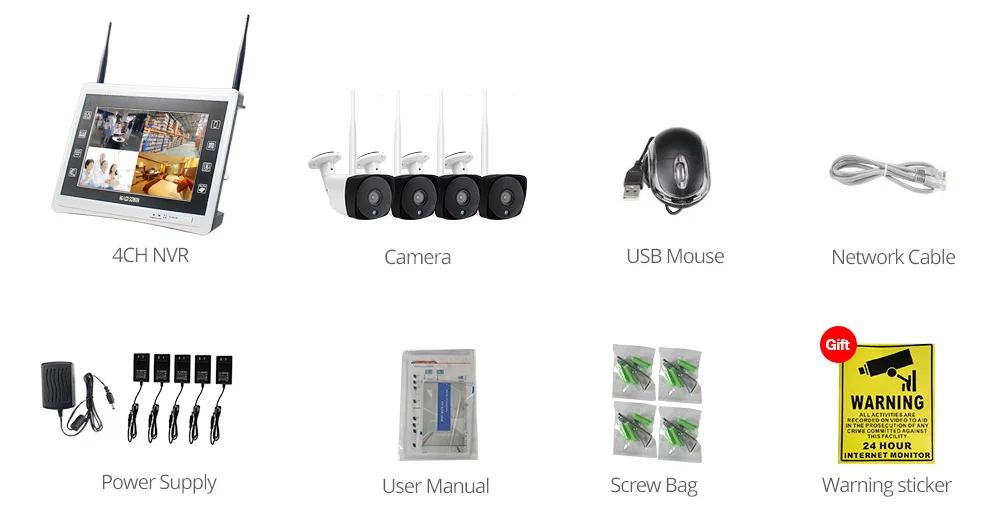 LCD NVR CCTV kit pack