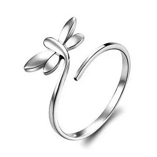 

2016 New arrival dragonfly`s love 925 sterling silver ladies`party finger rings jewelry wholesale drop shipping
