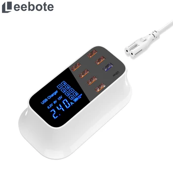 

Leebote Universal USB Charging HUB with LED Display QC 3.0 Quick Charger Type-C Multiple USB Charger for Mobile Phone and Tablet