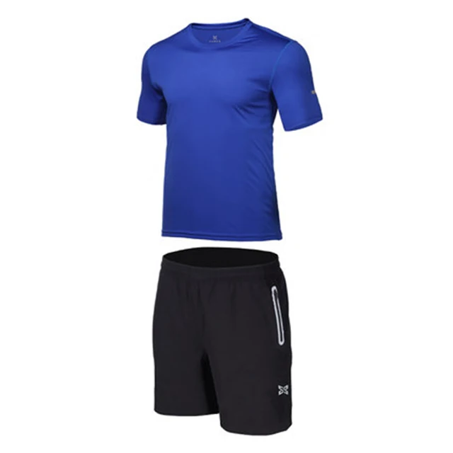 Мужские наборы для бега Молодежные быстросохнущие спортивные костюмы одежда фитнес футболки+ шорты дышащий Быстросохнущий Спортивный костюм спортивная одежда - Цвет: blue