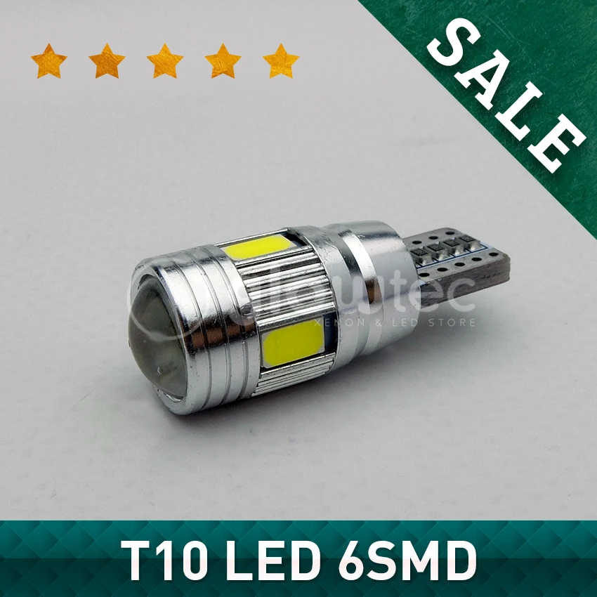 

1PC T10 6SMD CANBUS high power SMD 194 W5W LED Error Free clearance bulb Car Light Lamp Auto Bulb White TOP GLOWTEC