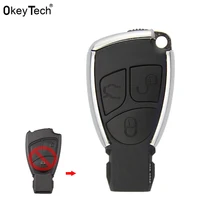 OkeyTech New Style Modified 3 Button Remote Key Shell Case With Battery Holder Silver Side Replace Cover Fob for Benz CLS C E S