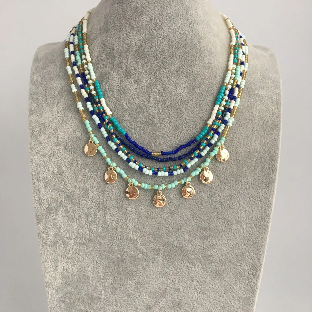 

FASHION JEWELRY GOLD COLOR PLATING MULTI BEAD STRAND LAYERED NECKLACE FOR WOMEN GIRL