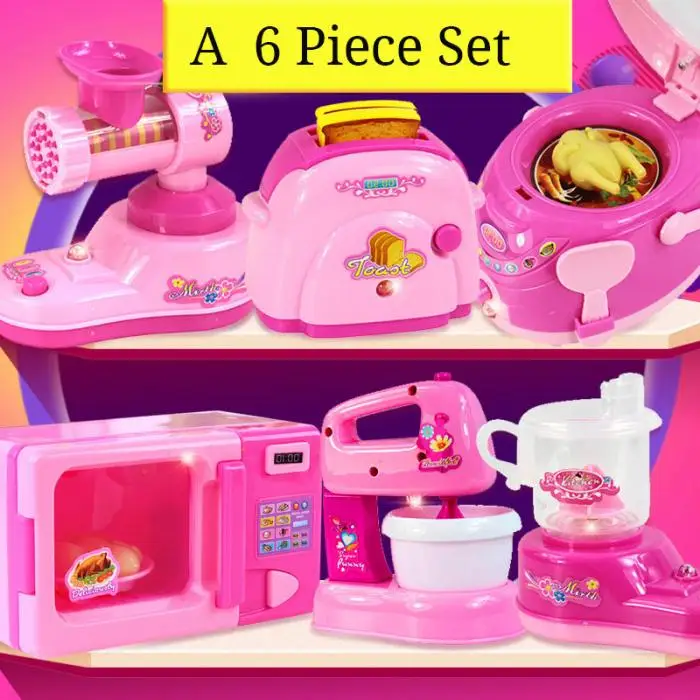 Aparelho de Cozinha Brinquedos com Luz Presente do Miúdo Pces Crianças Música Plástico Menina Fingir Jogar Brinquedo Conjunto An88 6 - 12 6 Cheap Móveis de brinquedos