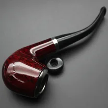 SWSMOK Portable Resin Pipe Bent Smoking Pipe Tobacco Pipe Filter Grinder Herb Wooden Pipe With Holder Cigarette Accessories