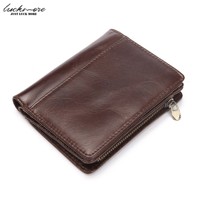 

2017 Genuine Leather Men Wallets with Zipper Coin Pocket & 8 Card Holders Vintage Designer Short Man Purses carteira masculina