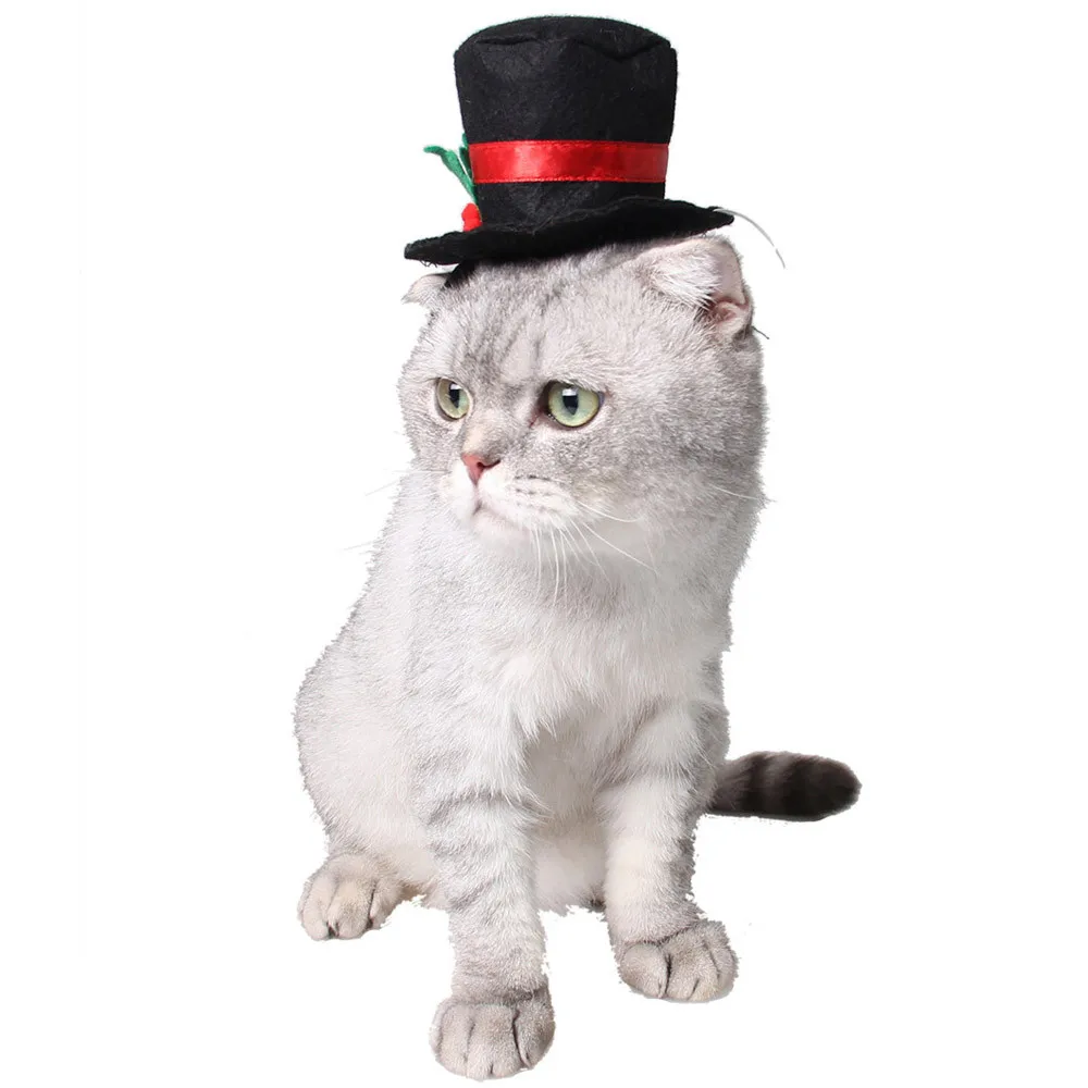 Christmas Black Gentleman Top Hat Pet Cat Dog Hat Small Clothing