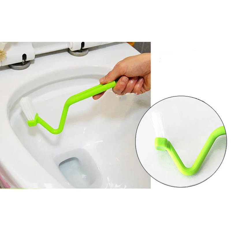 1Pcs U Shaped Curved Long Handle Plastic WC Toilet Cleaning Brush