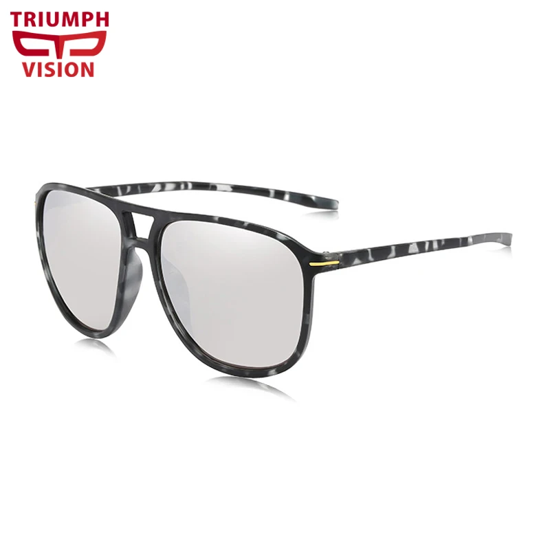 TRIUMPH VISION Matte Black Mens Sunglasses Gradient Oversized Oculos de sol Eyewear Simple Cool Design Sun Glasses Male