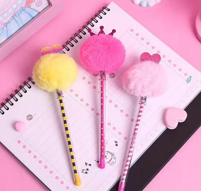 Гелевые ручки для письма 12 шт./лот розовая корона принцессы звезда помпон чернила