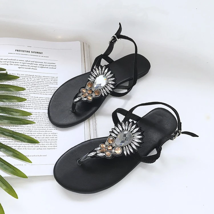 Diamond Casual Sandals Women Summer Beach Shoes Gladiator Flat Sandals Ladies Bohemian beach Flip-flops (2)