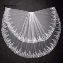 2021 Fashion Two Layer Bridal Veil White Ivory Tulle Wedding Veil With Comb Lace Edge Wedding Accessories Bridal Veils In Stock