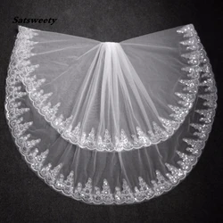 2021 Fashion Two Layer Bridal Veil White Ivory Tulle Wedding Veil With Comb Lace Edge Wedding Accessories Bridal Veils In Stock