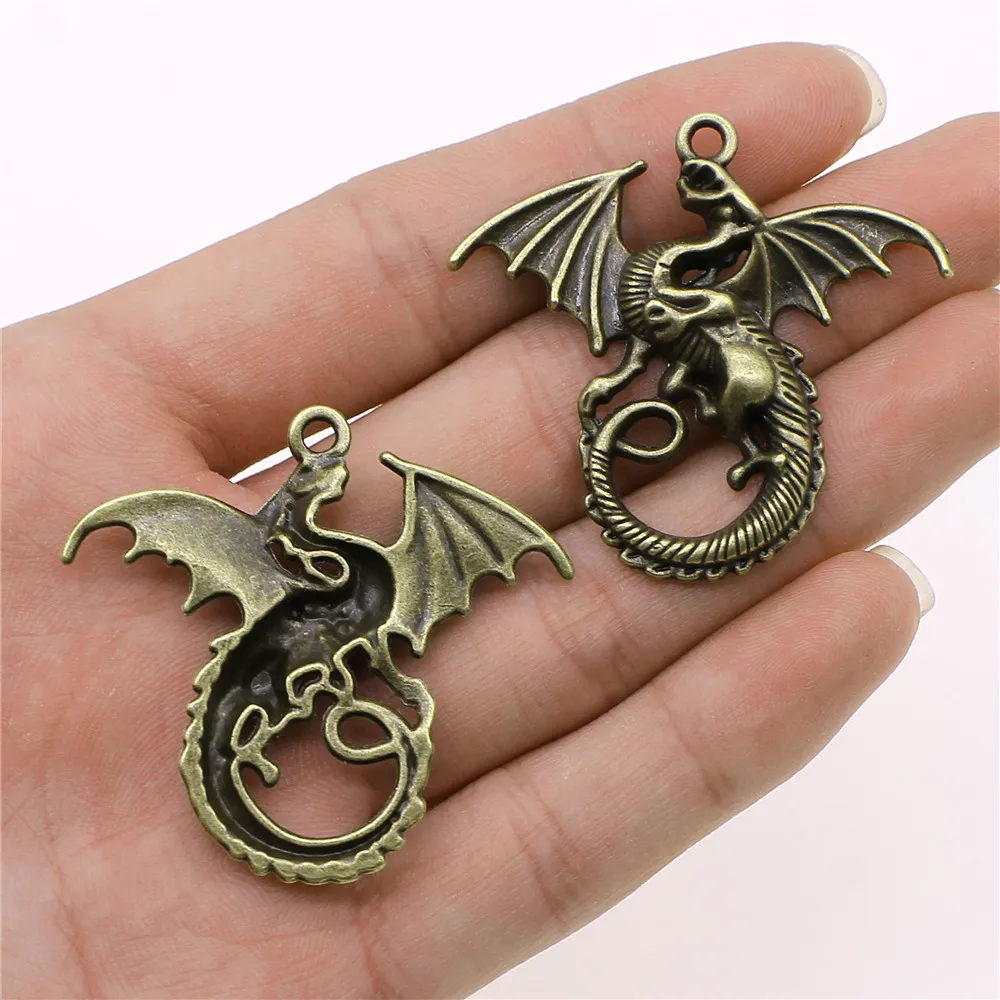

Clearance Sale 2pcs Antique Bronze Color 40x43mm Dragon Charms Pendant For Jewelry Making Diy Jewelry Findings