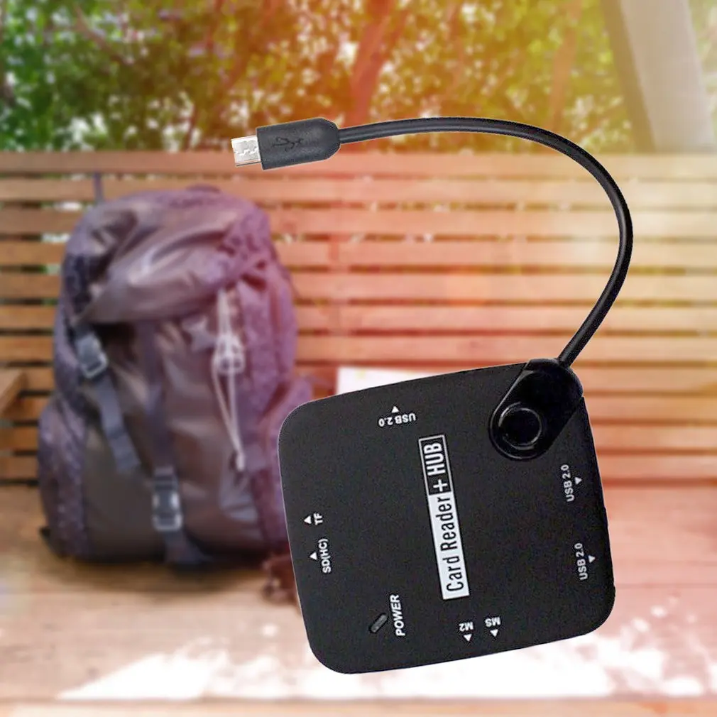 Спортивная видеокамера с разъемом Micro USB для 2-Порты и разъёмы USB 2,0 с HC TF концентратор-картридер OTG адаптер Черный для Samsung Galaxy, телефон D14 высокое Скорость Перевозка груза падения