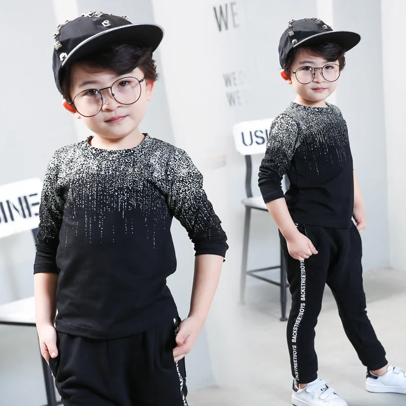 Ceny 2019 nowy marka dzieci jesień z długim rękawem topy chłopców ubrania paski T shirty dla chłopca Baby Boy bluza