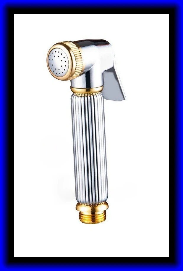 10pcs/lot Knurling chrome+gold finish Brass Handheld Bidet Shower
