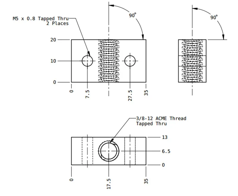 X-carve Shapeoko Shapeoko 2 CNC miller Z części osi nakrętka Delrin 3/8-12 ACME nici ACME blok blok nakrętki materiał POM X-carve Shapeoko Shapeoko 2 CNC miller Z części osi nakrętka Delrin 3/8-12 ACME nici ACME blok blok nakrętki materiał POM