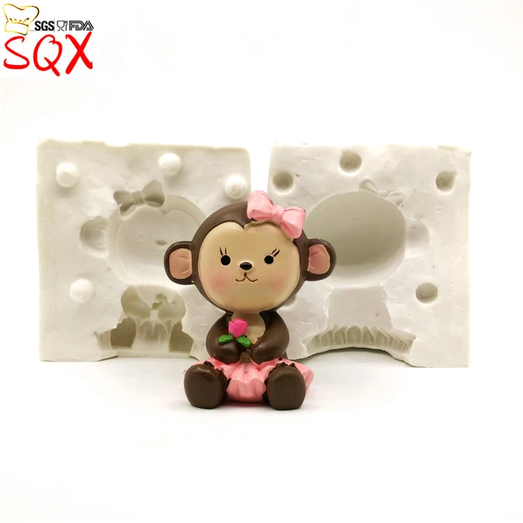 Moule A Bougie 3d En Silicone Mignon Bebe Singe Fille Savon Cuisson De Gateaux Outil De Decoration Chocolat Sq1686 Aliexpress