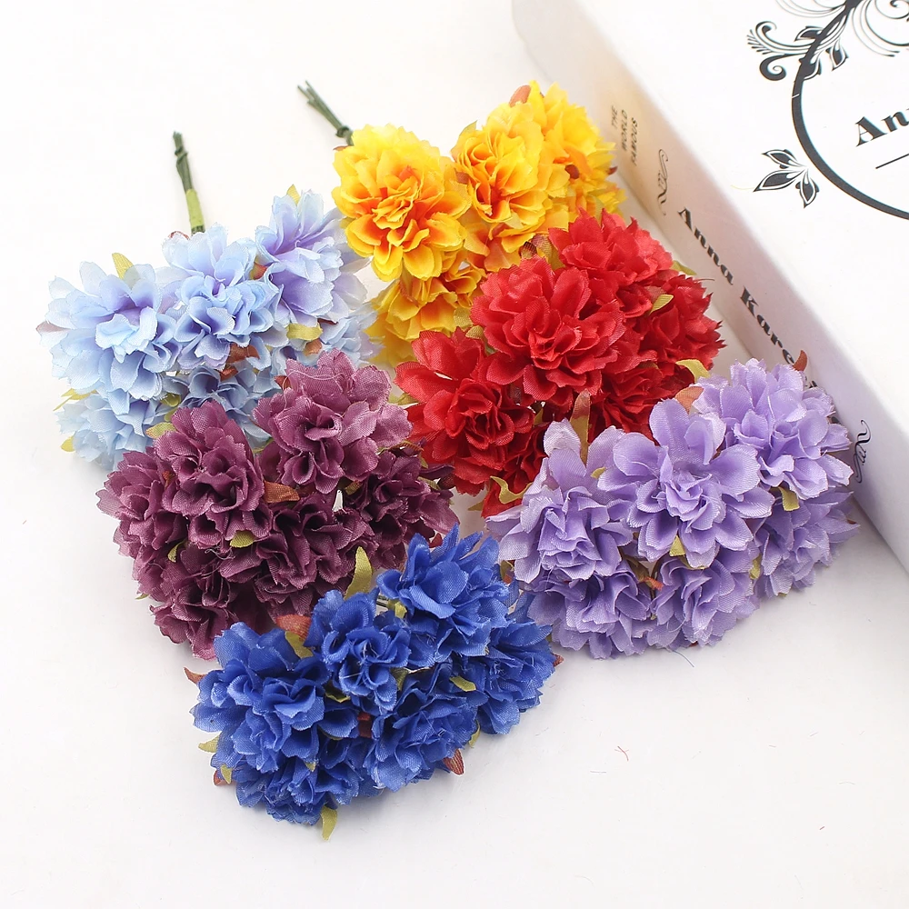

Artificial flower 6pcs/bunch 3.5cm Silk Hydrangea bouquet Wedding home decoration DIY wreath scrapbook craft accessories