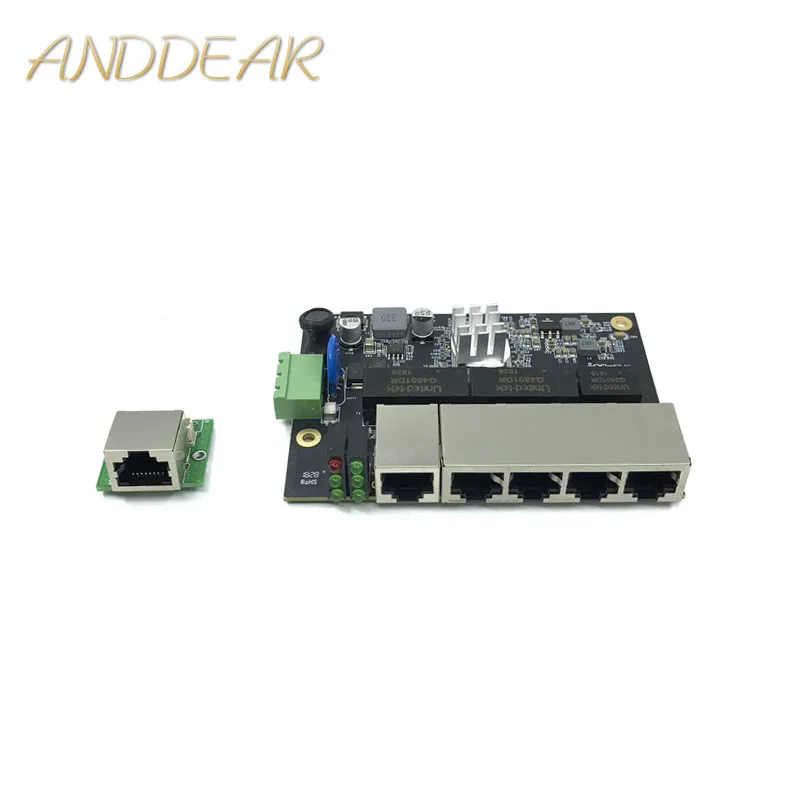 

Ethernet Switch Module 5 Ports Unmanaged10/100/1000mbps Industrial PCBA board OEM Auto-sensing Ports PCBA board OEM Motherboard