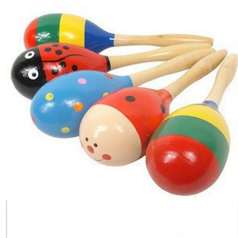 1//2//10x Colorful Wooden Maraca Baby Child Musical Instrument Rattle Shaker Toy #
