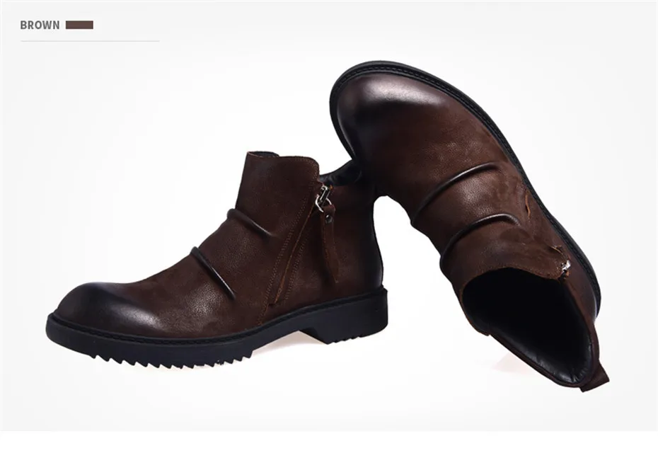 NINYOO/высококачественные весенние мужские ботинки Clelsea; обувь из натуральной кожи; зимние износостойкие ботильоны на меху на молнии; уличные зимние Ботинки Martin