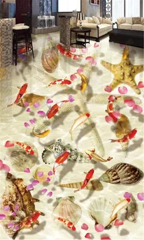

Custom 3d Wallpaper Starfish Shell Waterline Carp Butterfly 3D Living Room Indoor Floor Decorating Mural Wallpaper