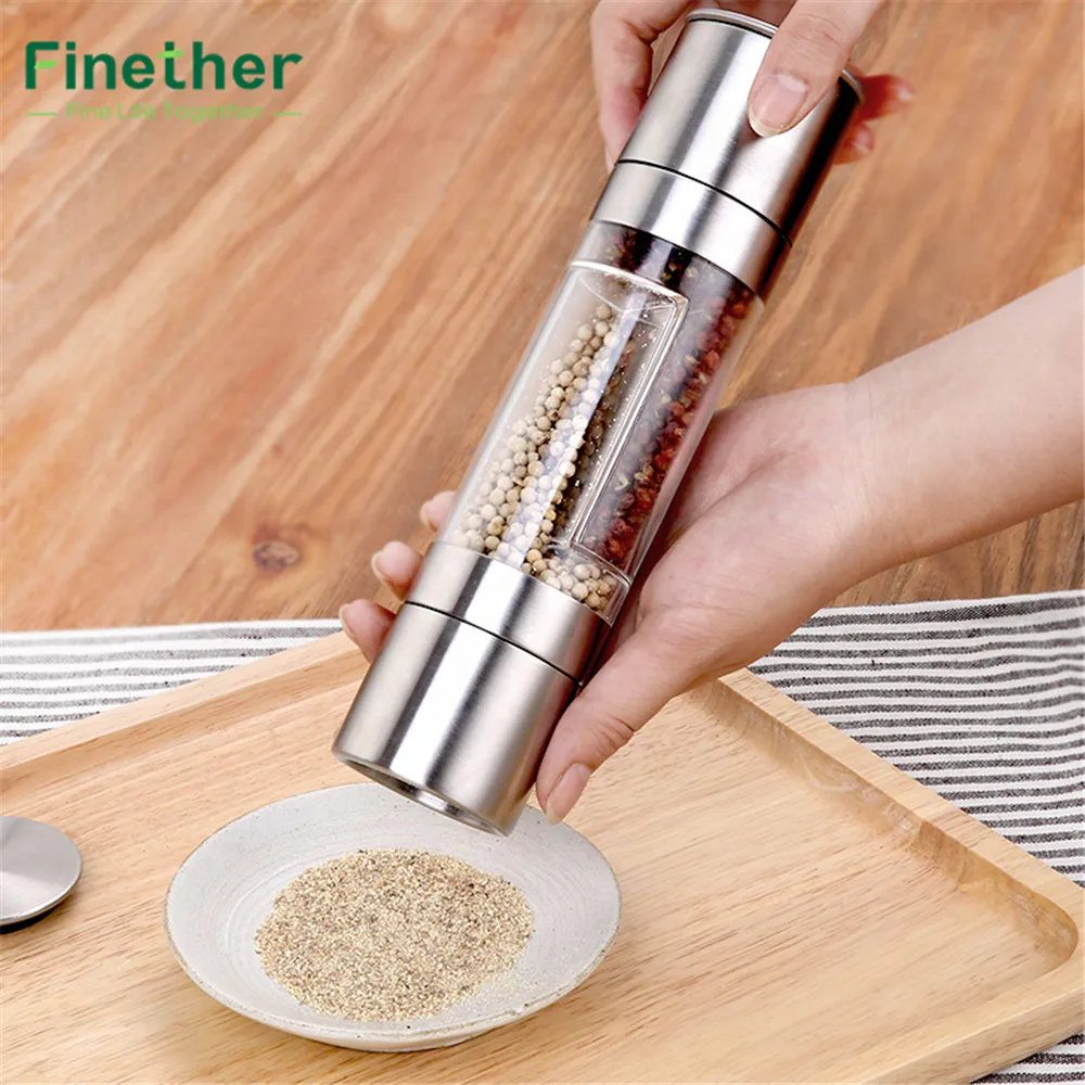 

Finether Grinder 2 in 1 Stainless Steel Pepper Mill Manual Pepper Grinder Muller Mill Kitchen Seasoning Grinding Cooking tools