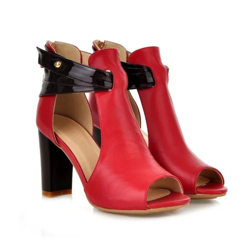 Новые женские туфли-лодочки обувь на высоком каблуке Женская обувь на платформе с открытым носком на высоком каблуке, свадебные модельные туфли, сандалии женская обувь размера плюс 34-43& 215 - Цвет: red