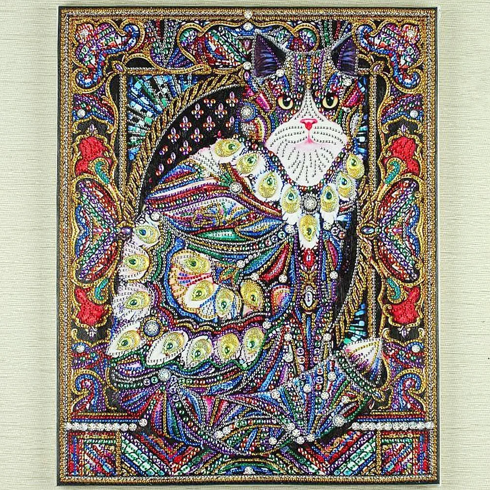  Huacan Diamond Painting Cat 5d Diy Diamond Embroidery Animal Partial Round Drill Special Shaped Dia - 32919429346