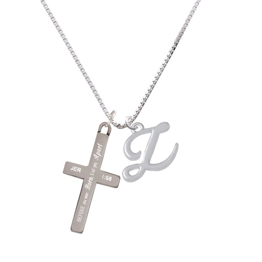 Small Gelato Script Initial - Z - - I Set You Apart - Cross Necklace