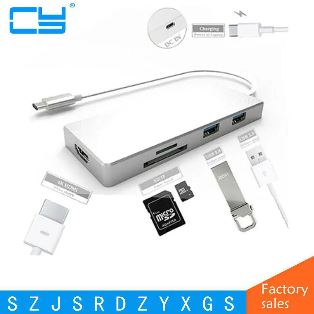 4K x 2K USB 3.0 Type C к HDMI и 3 порта 1 концентратор TF SD кардридер для Macbook Pro ПК ноутбука