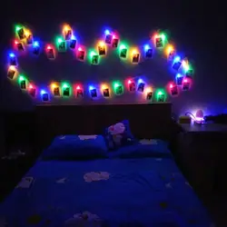 2 ярда 20 светодиодный фото зажимы гирлянды светильник на батарейках для свадебной вечеринки день рождения Рождество висячие наклейки TN88