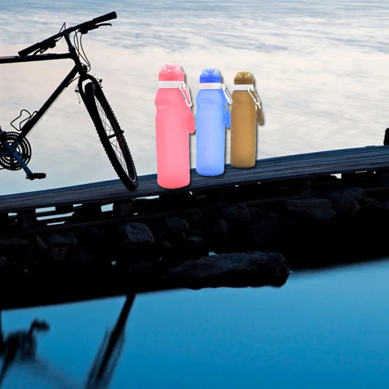 Силиконовая складная Спортивная бутылка, бутылка для воды, удобная, для путешествий, анти-обжигающая, изолированная, 600 мл, Спортивная бутылка
