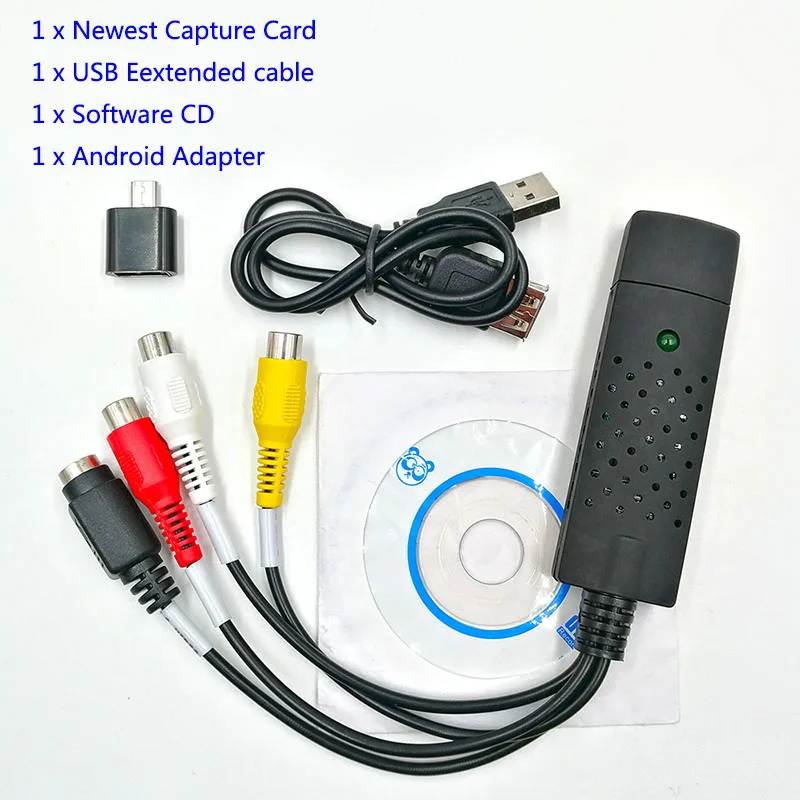 

Hot Sale AMT630A USB 2.0 Video TV DVD VHS DVR Capture Adapter Easier Cap USB Video Capture Device support Win10
