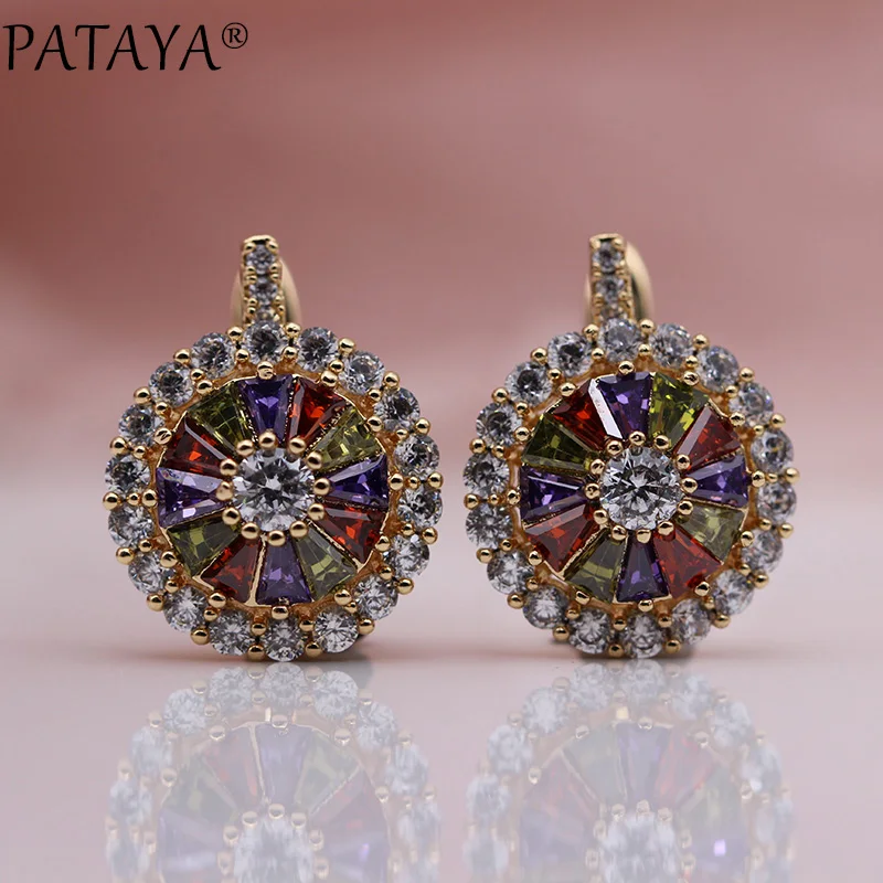 PATAYA New Original Design 585 Rose Gold Luxury Micro-wax Inlay Natural Zirconia Dangle Earrings Women Wedding Earring Jewelry - Image 2