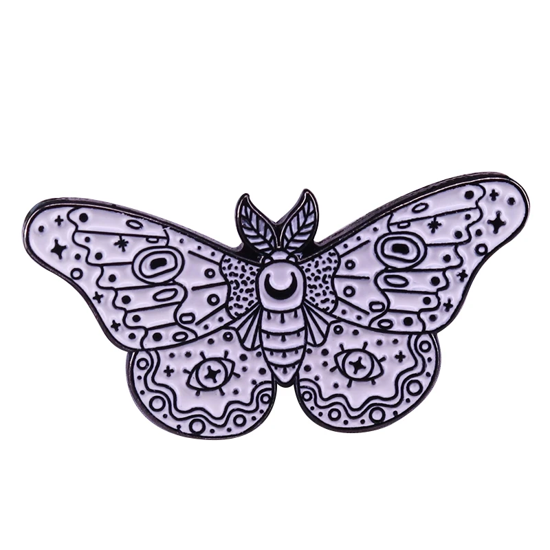 

moth and moon enamel pin brooch