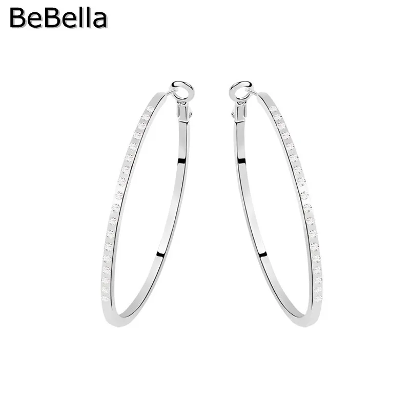 BeBella 5,3 см большие серьги-кольца полукруг с кристаллами, модные украшения для девушек, женщин, влюбленных, рождественский подарок