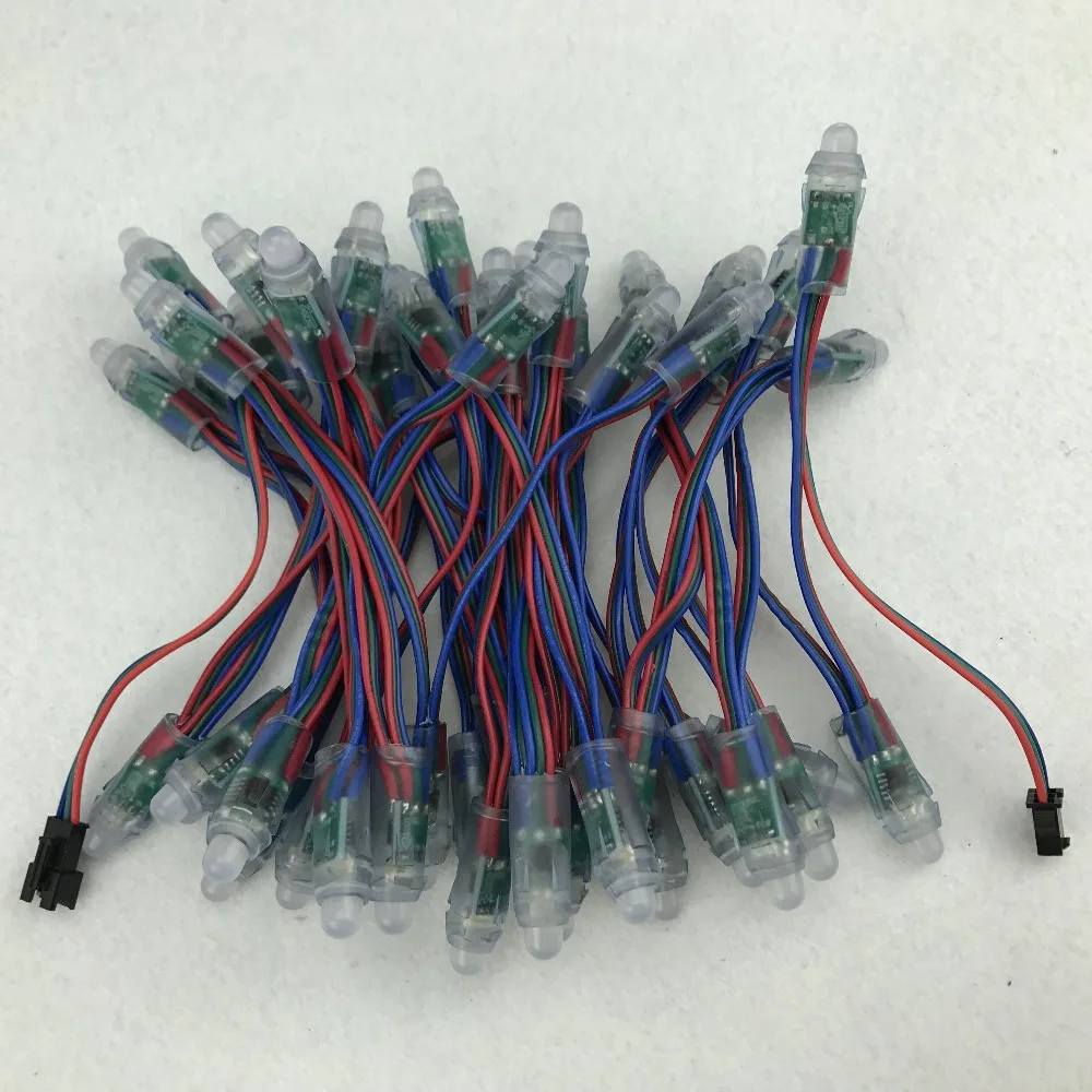 50 шт. DC5V 12 мм WS2811 Светодиодный умный пиксельный узел со всеми цветными проводами