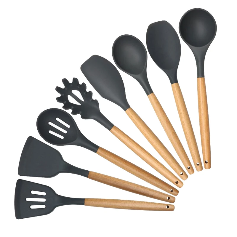 Silicone Cooking Utensils Set Silicone Spatula Scraper Kitchen Turner Soup Spoon Ladle Slotted Spoon Turner Baking Cooking Tools (2)
