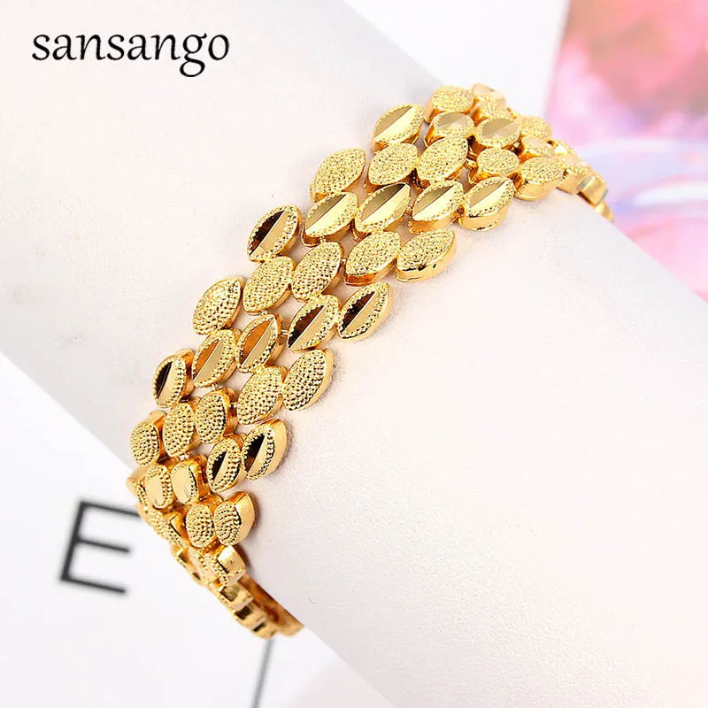 New Arrival Hip Hop 24K Golden Curb Link Chain Bracelet Male Jewelry For Men Women Luxury Bangle Party Gift Wholesale 18cm