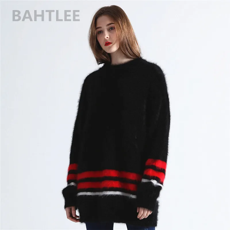 Осенне-зимние женские пуловеры BAHTLEE из Ангорского Кролика свитер с круглым