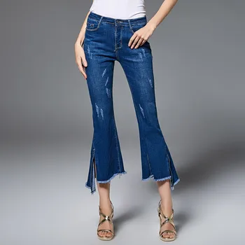 

Plus size cloth S-5XL 2017 summer Pant Women Denim trousers Jeans moben boot cut jeans trousers women's pants calf length pant